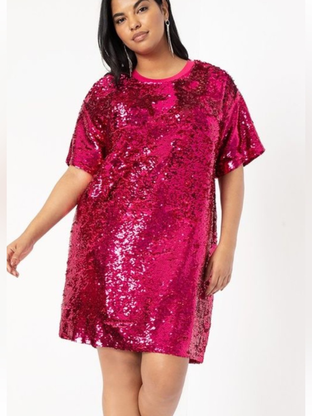 Eloquii Fuchsia Sequin Shift Dress